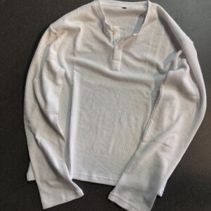 White Waffle Knit Henley